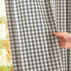 Gingham Linen Curtains White and Grey Buffalo Checkered Plaid Window Drapery Gray Cotton Curtain Panel Custom Lengths Cafe Valances Set of 2
