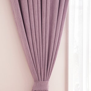 2 Tone Lavender Heavy Weight Minimalist Blackout Curtains Set of 2 Hotel Grade Look Violet Curtain Nursery Bedroom Curtain Panels Insulating image 4