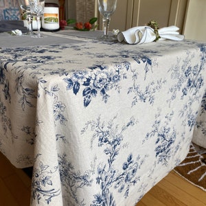 Tablecloth French Country Floral Washed Linen Shabby Chic Floral ...