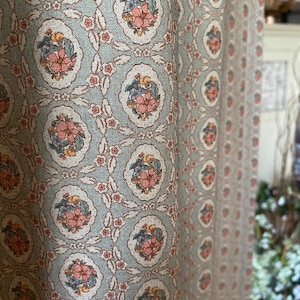 Cute Floral Pattern Linen Curtains French Retro Vintage Vibe Curtain Panel Bohemian Wildflower Pattern Living Room Bedroom Drapes Set of 2