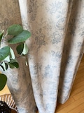 Linen Curtains Farmhouse Cottage Drapery Dusty Blue Floral Beige Curtain Panels Vintage Flower Patterned Kitchen Cafe Valances Set of 2 product logo