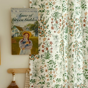 Farmhouse Linen Curtains Wildflower Botanical Curtain Panel Retro Vintage Floral Pattern Custom Living Room Bedroom Boho Drapery Set of 2