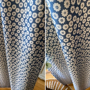 Navy Natural Linen Curtains Farmhouse Linen Drapes Retro Floral Polka Dot Cafe Valance Cute French Country Flower Drapes Set of 2 Panels