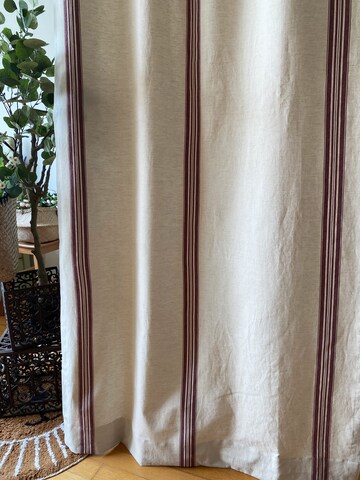 Set of 2 Burgundy Stripe Softened Linen Curtains European Classic Linen French Style Natural Rustic Grain Sack Linen Drapes Custom Drapes