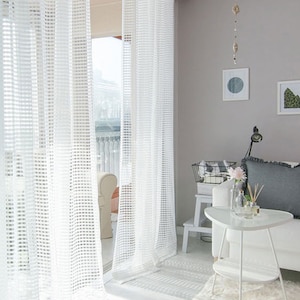 Paar weiße Netzvorhänge, Voile Drapery Gardinen, Fensterschieren, Off White Sheer Curtains, Moderne Gardinenplatten, Individuelle Vorhänge