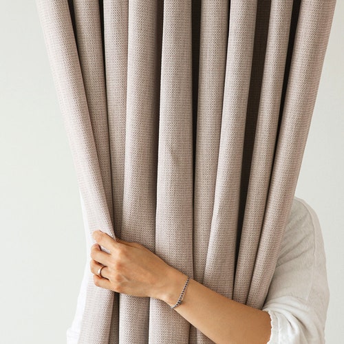 Set of 2 Heavy Weight Minimalist Blackout Curtains off White Etsy