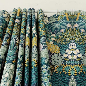 Farmhouse Linen Curtains Green Botanical Boho Wildflower Panels Washed Cotton Window Drapes Floral Plants Cottage Living Room Set of 2