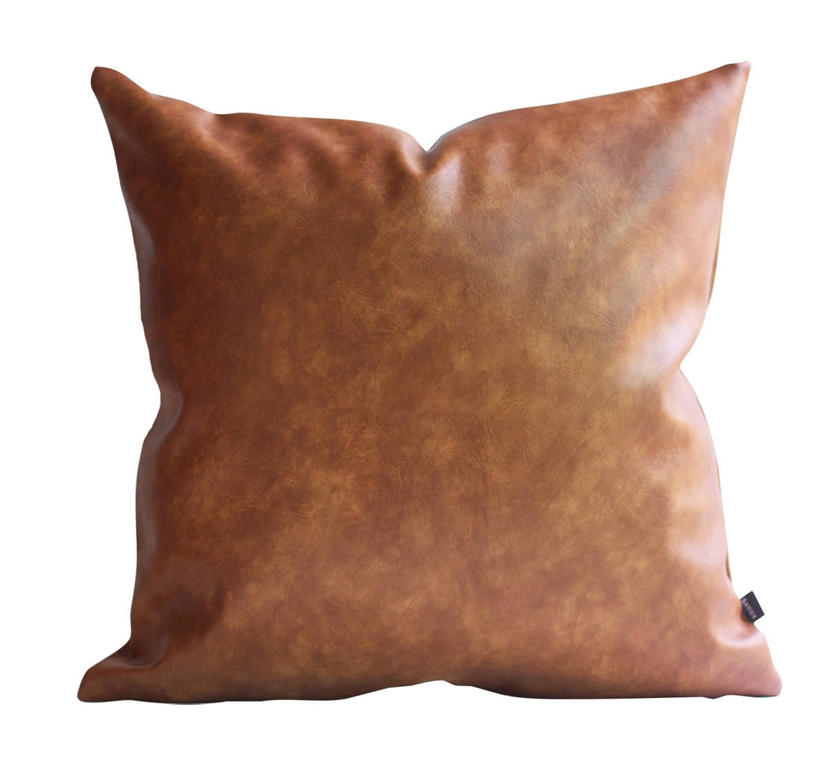 Cognac Brown Faux Leather Throw Pillow Cover Tan Pillow Cover Etsy