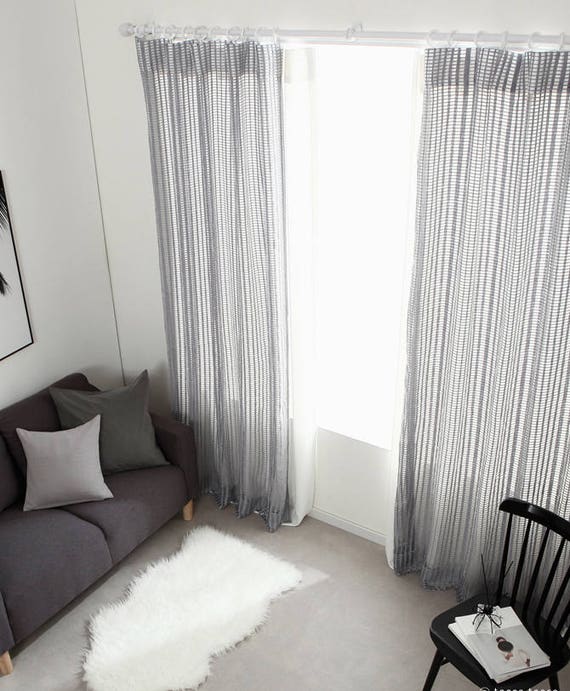 Paar beige-graue Netzvorhänge, Voile Drapery Gardinen, Fenstervorhänge,  graue Gardinen, moderne gardine panels, Custom Curtains