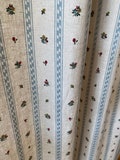 Linen Floral Stripe Curtains Blue Striped Modern Vintage Vibe Natural Shabby Chic Linen Drapes Bedroom Kids Room Window Panels Set of 2 product logo