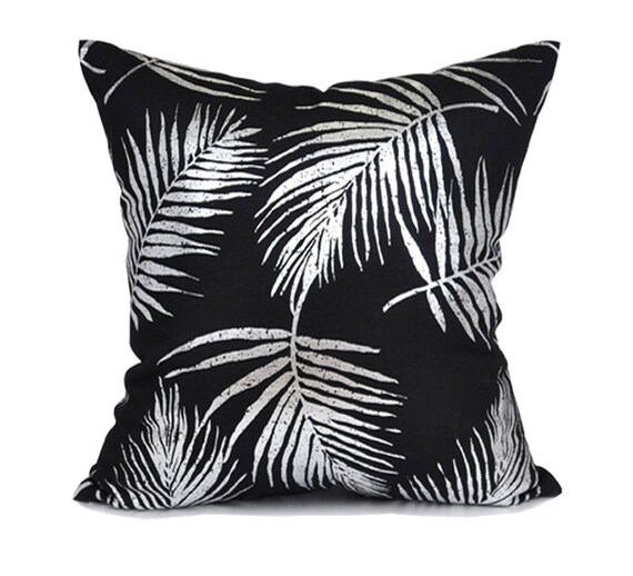 Designer Cotton Canvas Pillow Cover Kdays Palm Silver Pillow Etsy
