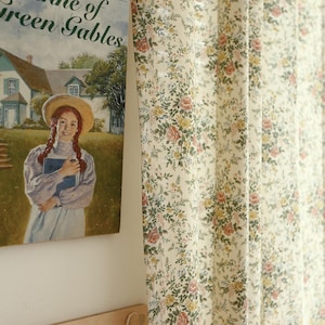 Katoenen boerderijgordijnen Romantisch bloemenpaneel Natuurlijk linnen Retro bloemenpatroon Aangepaste gordijnen Mooie cottage kamergordijnen Set van 2