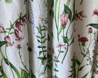 Bedroom Panel Living Room Nature Flower Pattern Plant Farmhouse Curtains Wildflower Botanical Linen Curtain Panel Patterned Curtain Set of 2