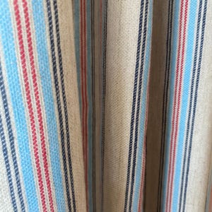 Blue Striped Linen Curtains Beige Vintage Mood Curtain Panel French Country Farmhouse Modern Patterned Living Room Bedroom Drapes Set of 2