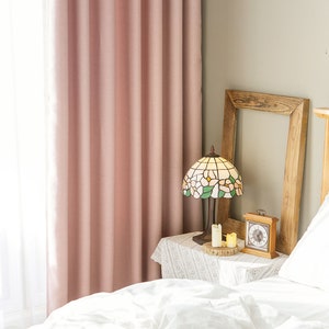 Blackout Curtains Linen Look Pink Minimalist Bedroom Curtain Panel Insulating Room Darkening Solid Blackout Living Room Kids Room Set of 2