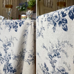 Tablecloth French Country Floral Washed Linen Shabby Chic Floral ...