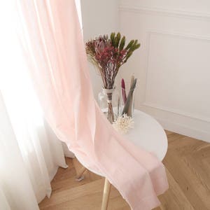 Light Pink Linen Look Sheer Curtains, Voile Drapery Curtains, Window Sheers, Pink Sheer Curtains, Linen Sheers Custom Curtains, Voile Sheers