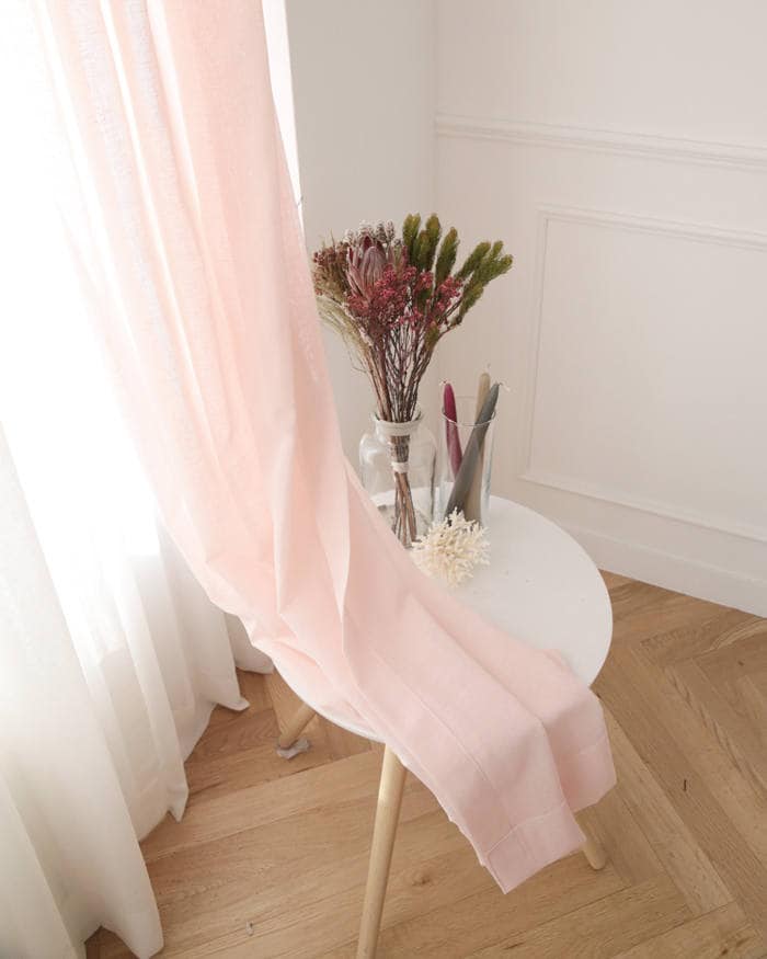 Light Pink Linen Look Sheer Curtains Voile Drapery Curtains