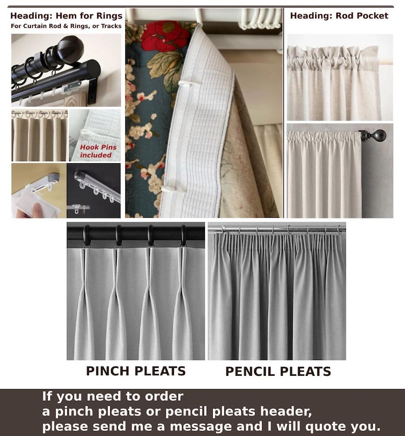 Farmhouse Linen Curtains Wildflower Botanical Curtain Panel Retro