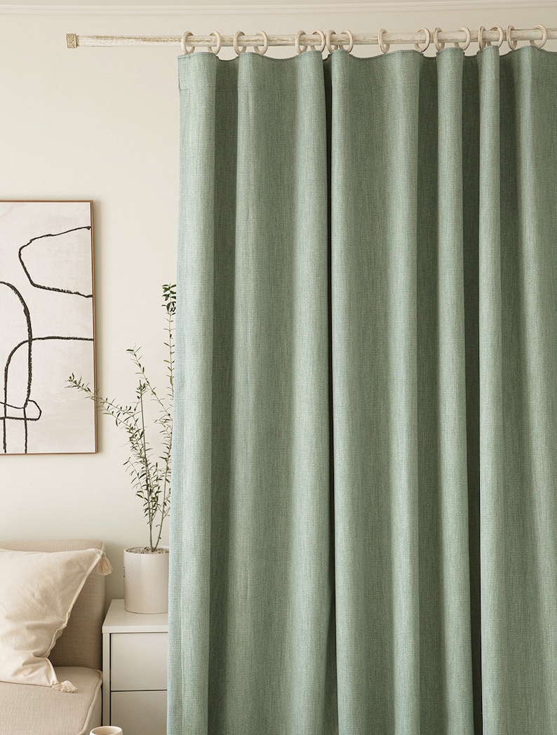 Pale Sage Green Minimalist Blackout Curtains Heavy Weight Nursery