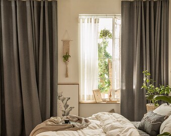 DUALIFE Verdunkelungsvorhänge: 100% Lichtschutz, 2 Paneele à 183 X 259 Cm, Leinen-Optik Mit Stangentasche