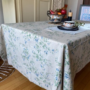 Tablecloth French Country Floral Washed Linen Shabby Chic Floral ...
