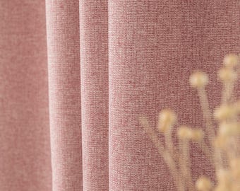 Dusty Rose Blackout Curtains Pink Heavy Weight Minimalist Set of 2 Mid Century Modern Window Drapery Nursery Bedroom Living Room Panels