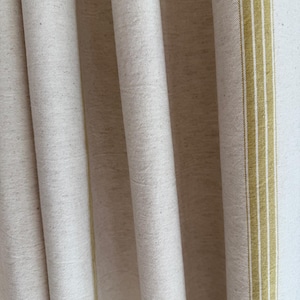 Mustard Striped Linen Curtains Grain Sack Stripe Rustic Drapery French Country Farmhouse Panels Classic Stripe Home Decor Kids Room Drapes