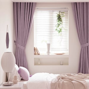 2 Tone Lavender Heavy Weight Minimalist Blackout Curtains Set of 2 Hotel Grade Look Violet Curtain Nursery Bedroom Curtain Panels Insulating image 6