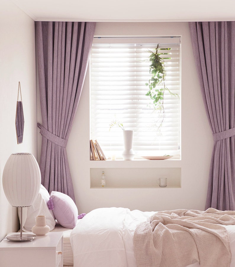 2 Tone Lavender Heavy Weight Minimalist Blackout Curtains Set of 2 Hotel Grade Look Violet Curtain Nursery Bedroom Curtain Panels Insulating image 6