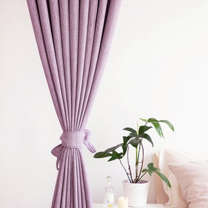 2 Tone Lavender Heavy Weight Minimalist Blackout Curtains Set of 2 Hotel Grade Look Violet Curtain Nursery Bedroom Curtain Panels Insulating image 5