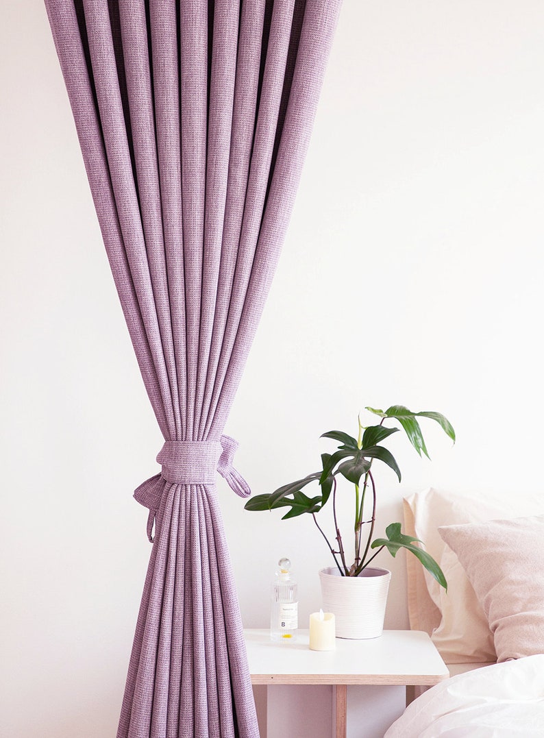 2 Tone Lavender Heavy Weight Minimalist Blackout Curtains Set of 2 Hotel Grade Look Violet Curtain Nursery Bedroom Curtain Panels Insulating image 5