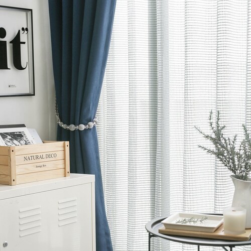 Set of 2 Navy Blue Minimalist Blackout Curtains Linen Blackout Curtains Bedroom Curtains Panels Insulating shops Room Darkening Solid Blackout