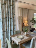 Set of 2 Washed Linen Curtains Dusty Blue Farmhouse Linen Curtains Botanical Wildflower Curtain Panel Nature Flower Pattern Plant Curtains product logo