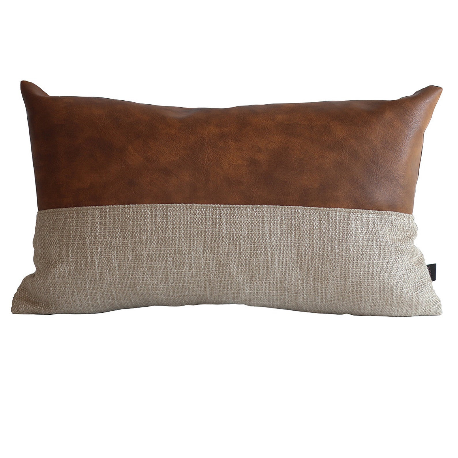 Designer Faux Leather Lumbar Pillow Cover Kdays Halftan Pillow Etsy