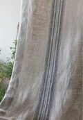 100% Linen Curtains Heavy Weight Blue Striped Rustic Grain Sack Softened European French Style Drapes Living Room Bedroom Drapery Set of 2 product logo