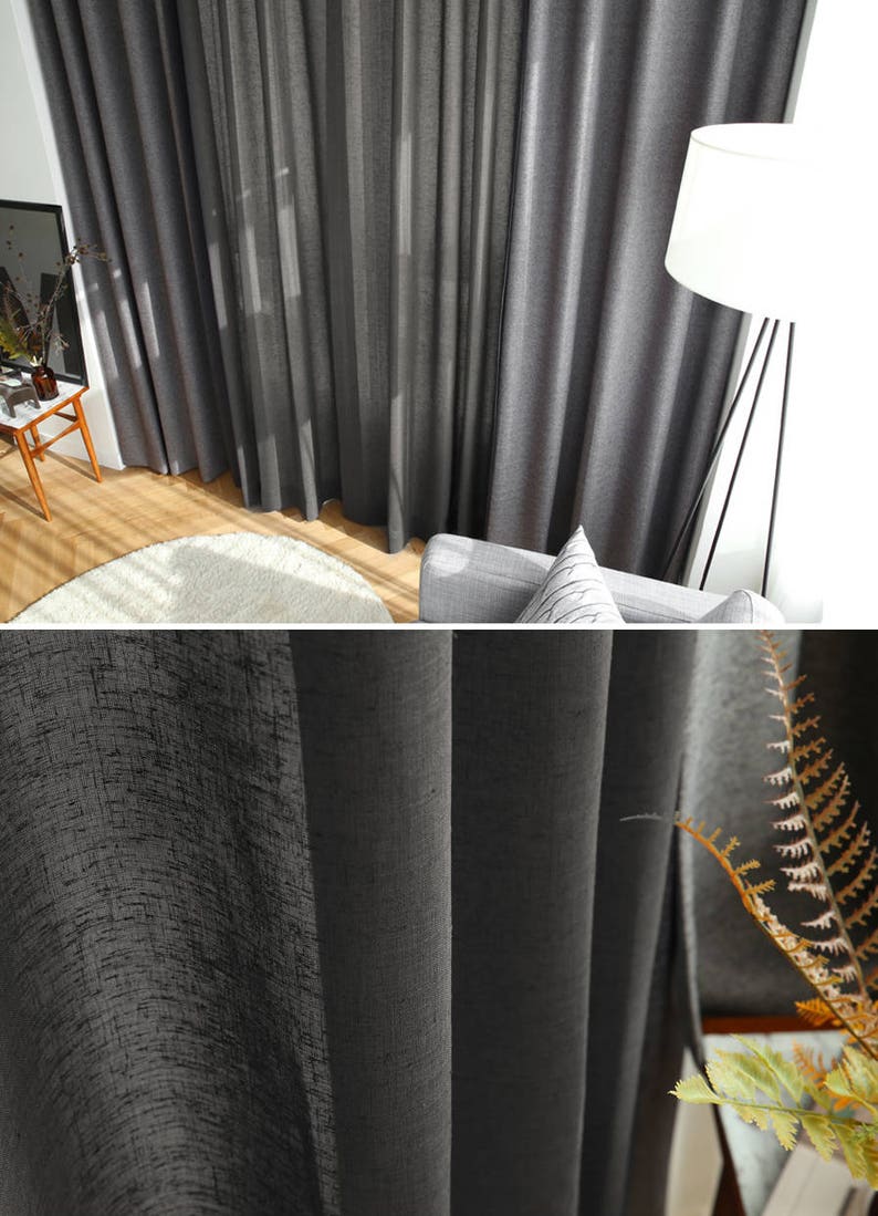 Grey Sheer Curtains Voile Sheers Voile Drapery Curtains Dark Gray Linen Look Sheer Curtains Window Sheers Linen Sheers Custom Curtains