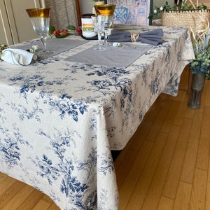 Tablecloth French Country Floral Washed Linen Shabby Chic Floral ...