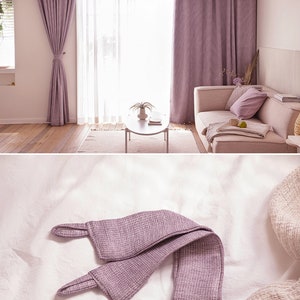 2 Tone Lavender Heavy Weight Minimalist Blackout Curtains Set of 2 Hotel Grade Look Violet Curtain Nursery Bedroom Curtain Panels Insulating image 9