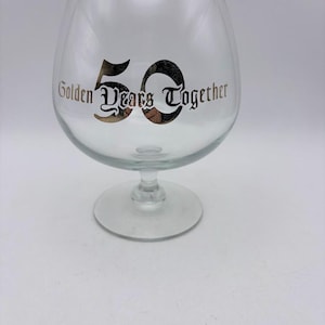 Vintage Large 50th Anniversary Brandy Snifter Gold Lettering