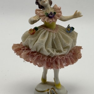 Vintage Volkstedt Dresden Germany Porcelain Lace Ballerina Figurine