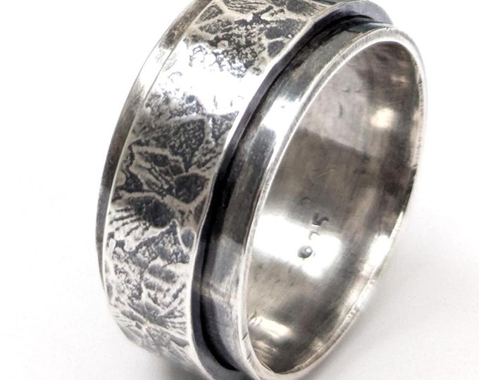Silver spinner ring, meditation ring, mindfulness ring, sterling silver ring, modern ring, birthday gift, size  T
