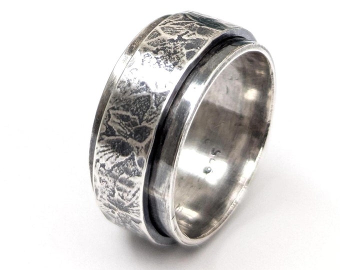 Sterling Silver Spinner Ring: Vine Pattern Meditation Ring, US size 10
