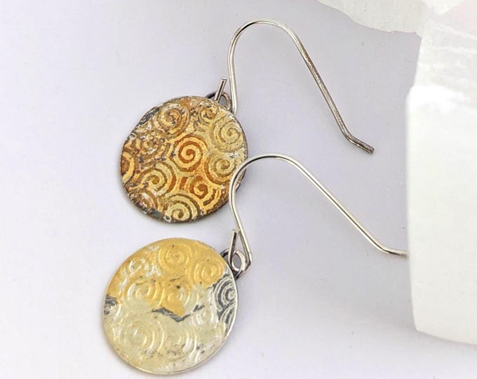 Fine silver and gold circle earrings