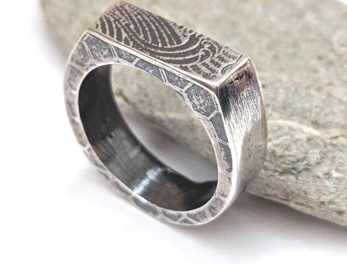 silver ring, brutalist signet ring, modern sculptural ring, wearable art, unisex, hollow form ring, wedding ring, rustic ring, unisex size W