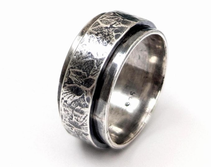 Sterling Silver Spinner Ring: Vine Pattern Meditation Ring, US size 10