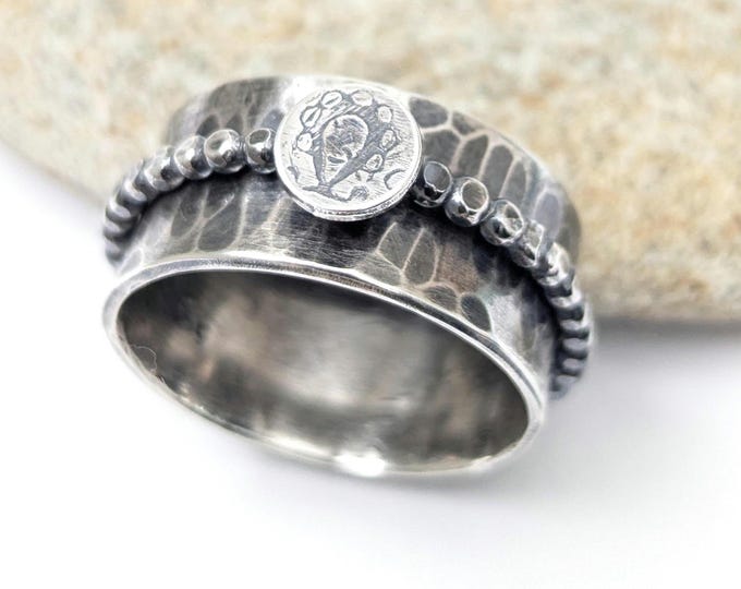 Silver spinner ring, meditation ring, mindfulness ring, sterling silver ring, modern ring, birthday gift, size  S
