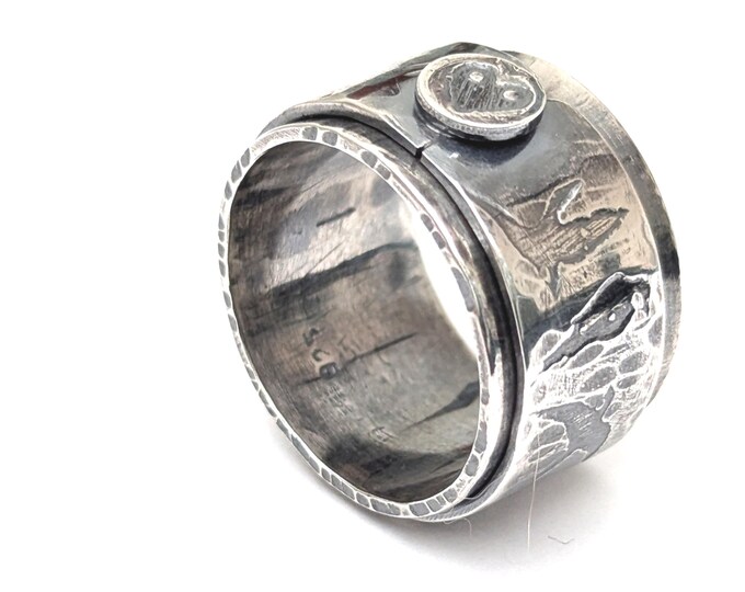 Silver spinner ring, meditation ring, mindfulness ring, sterling silver ring, modern ring, birthday gift, size  R