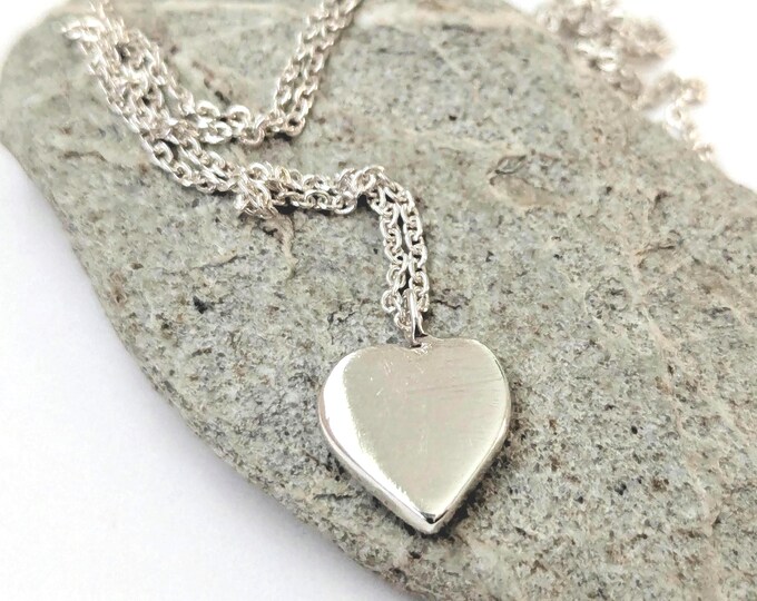 silver heart pendant, brutalist style, rustic texture, anniversary gift, romantic gift, solid silver, rustic style, birthday gift, love