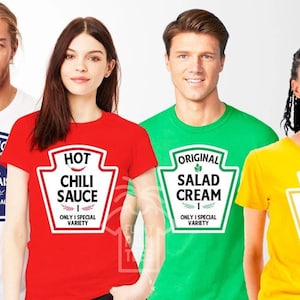 Group condiment shirts,halloween couple costume,halloween condiment shirts,family matching shirts,ketchup shirt,group costume shirts,outfits